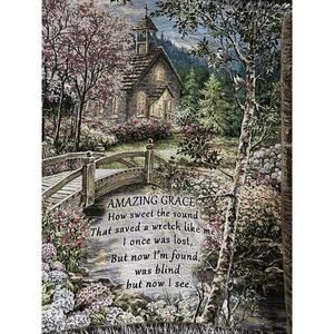 Amazing Grace Church Tapestry Throw Blanket 50” X 60” Gift Granny Core